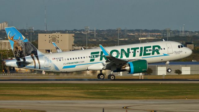 Airbus A320neo (N312FR) - 13R arrival.