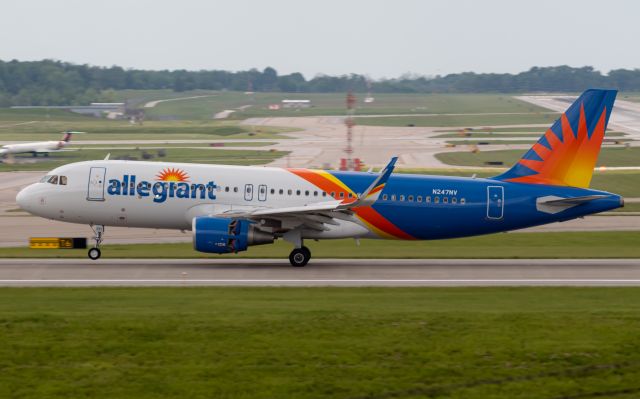 Airbus A320 (N247NV) - Allegiant 1373 arriving from Punta Gorda on 18L.