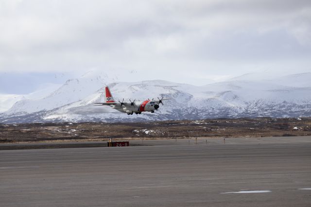 Lockheed C-130 Hercules (N1713) - United States Coast Guard landing runway 33-15 Cold Bay, Alaska.