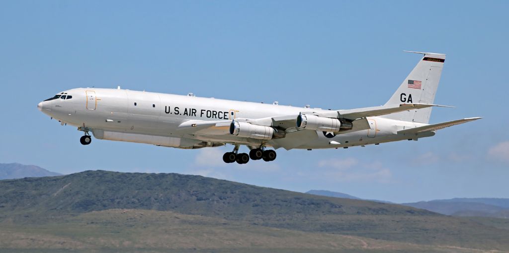 Boeing 707-300 (96-0042) - United States Air Force Boeing E-8C JSTARS ... J[oint] S[urveillance] T[arget] A[ttack] R[adar] S[ystem] (96-0042)br /116th ACW (One One Six Air Control Wing)br /Robins AFB, Georgiabr /br /* This aircraft was originally a B707 built for Western Airlines. When Western did not take up the order, this aircraft went to the Royal Canadian Air Force as a CC-137 Husky (reg 13705). It was eventually sold back to the USAF and converted to the E-8C JSTARS seen here landing on Runway 31R, KNFL's outboard parallel runway, in 2019. *