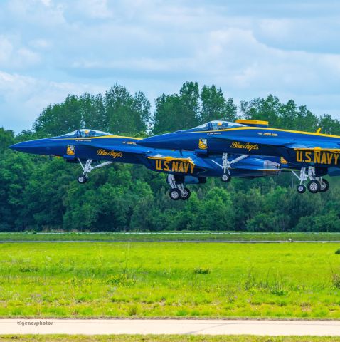 — — - First Blue Angel takeoffs at the Vidalia Regional Airport, during the Onion Festival Air Show.  
