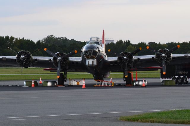 Boeing B-17 Flying Fortress (N3701G) - FORTRESS LLC "Madras Maiden" getting prepped for weekend visitors at KJQF - 10/8/18