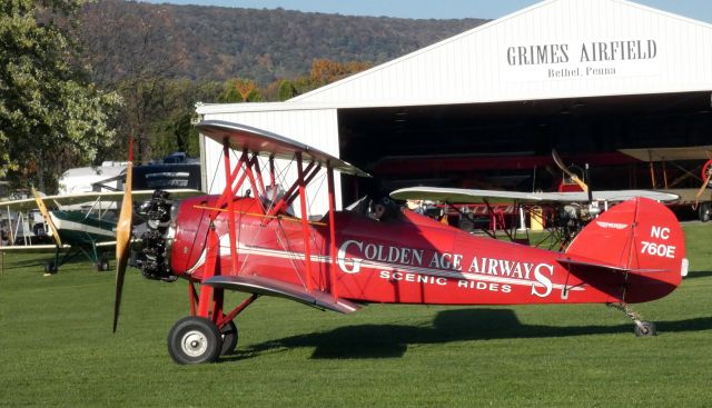 WACO O (N760E) - Taxiing to parking is this 1929 WACO Model 10 GXE/ASO Biplane in the Autumn of 2022.