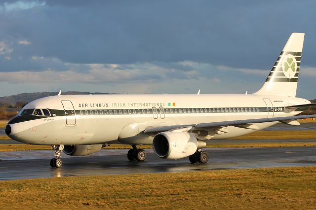 Airbus A320 (EI-DVM) - EI-DVM Aer Lingus 'retro'-liveried Airbus A320 'St Colman' just landed in Manchester from Dublin on flight EI210 at 16:48 on Wednesday 07/03/18