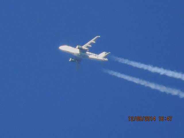 Airbus A319 (N926FR) - Frontier flight 589 from TYS to DEN over Southeastern Kansas at 38,000 feet.