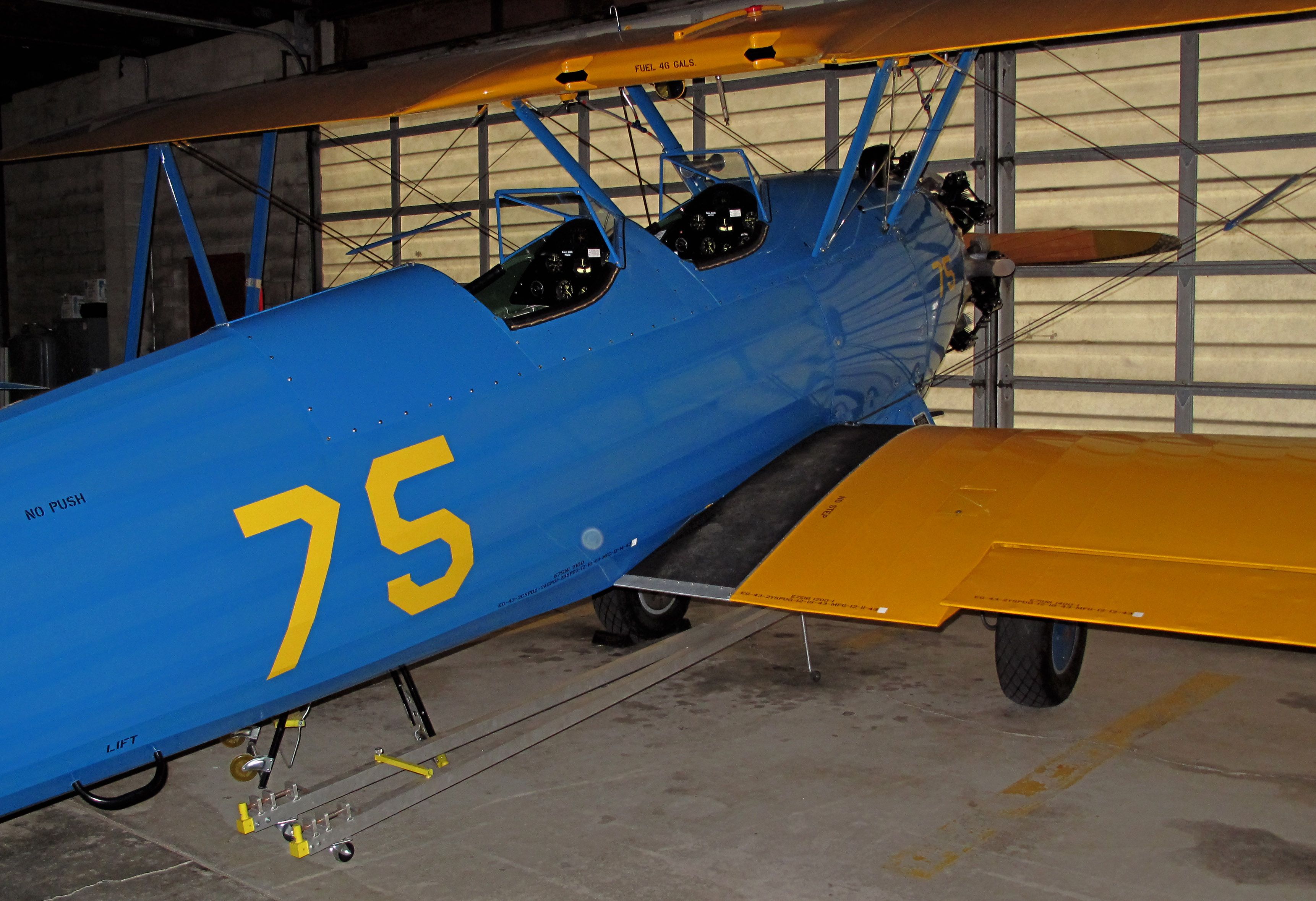 Cessna Skyhawk (N5222) - It is a Stearman E75 from 1940. Looks like ot of the shop.