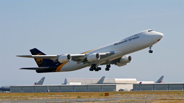 BOEING 747-8 (N612UP) - UPS9105 on rotation from Rwy 16R to begin its delivery flight to KSDF on 9.6.18. (ln 1549 / cn 64258).