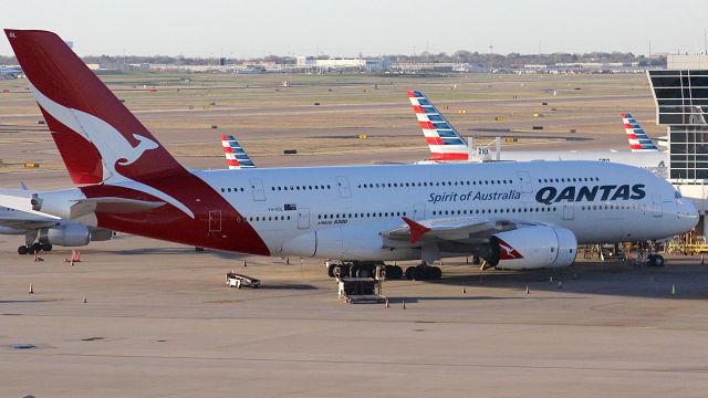 Airbus A380-800 (VH-OQL) - Qantas Flight 8 being prepared for the 16 hour trip to Sydney 2-23-17.