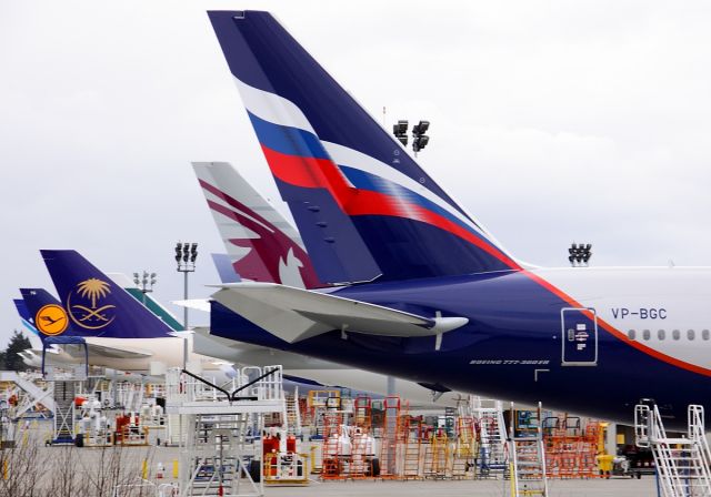 Boeing 777-200 (VP-BGC) - Aeroflot VP-BGC on the Boeing Everett flightline February 23, 2013.