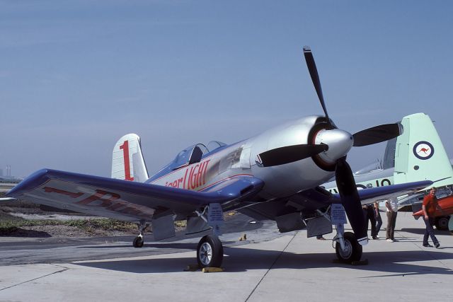 N31518 — - The Super Corsair racing plane was modified with a Pratt & Whitney R-4360 radial engine. Steve Hinton won the 1985 Gold Unlimited Race at Reno in Race #1 at a speed of 438.186 miles per hour, establishing a new race speed record.