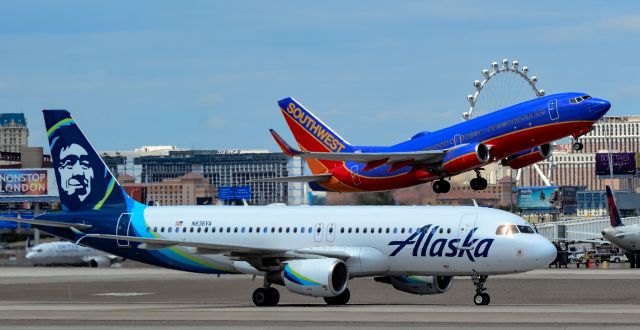 Airbus A320 (N836VA) - N836VA Alaska Airlines Airbus A320-214 s/n 4480 - N225WN Southwest Airlines 2005 Boeing 737-7H4  (cn 34333/1820)br /br /Las Vegas - McCarran International (LAS / KLAS)br /USA - Nevada,  April 5, 2019br /Photo: TDelCoro