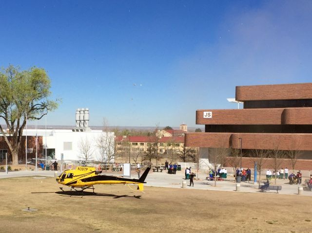 Eurocopter AS-350 AStar (N397P) - Participating in a mock medical emergency drill for health & wellness students. At Central New Mexico Community College, Albuquerque, NM, USA. 11-March-2016