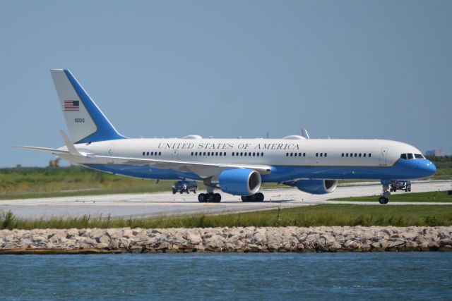 Boeing 757-200 (N90015) - Air Force One and President Trump  Arrive at Burke Lakefront Airport  Cleveland OH. 1:22pm. 08.06.2020