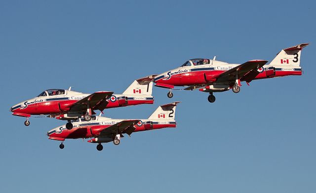 Canadair CL-41 Tutor (11-4054) - RCAF Snowbirds 1, 2, and 3 arriving for the Alliance Fort Worth Airshow 10/09/2018. (Please view in "full" for highest image quality)