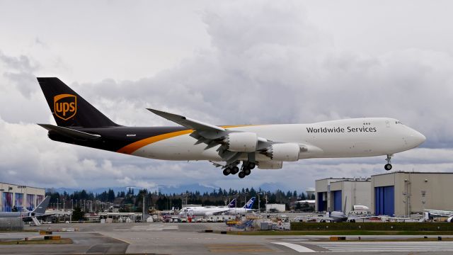 BOEING 747-8 (N626UP) - BOE689 on short final to Rwy 16R to complete a flight test on 3.5.21. (ln 1563 / cn 65781).