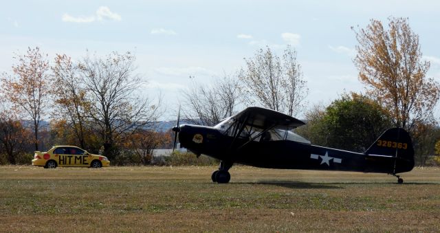TAYLORCRAFT (1) DL (N47046) - Taxiing for departure is a circa 1943 L-2M Taylorcraft DC-65 Grasshopper in the Autumn of 2024.