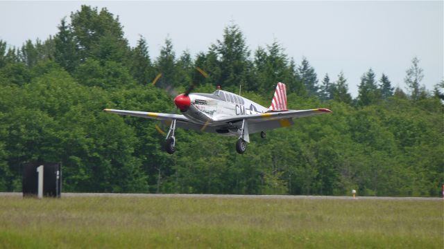 North American P-51 Mustang (N251MX) - Collings Foundations P-51C Betty Jane (Ser#42-103293) on final approach to runway 34L on 6/15/12.