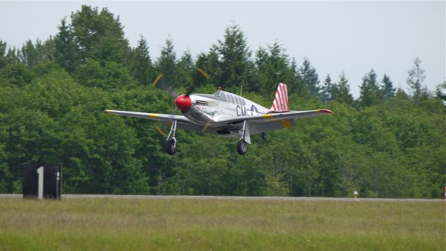 North American P-51 Mustang (N251MX) - Collings Foundations P-51C Betty Jane (Ser#42-103293) on final approach to runway 34L on 6/15/12.