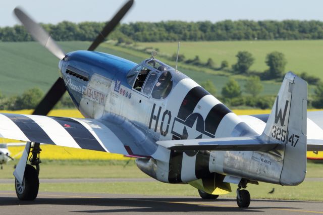 W325147 — - A North American P-51C Mustang, taxies out to the runway, During the Duxford Spring Airshow 2013.