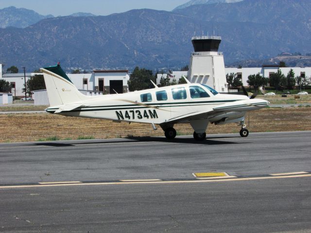 Beechcraft Bonanza (36) (N4734M) - Taxiing at Brackett Field