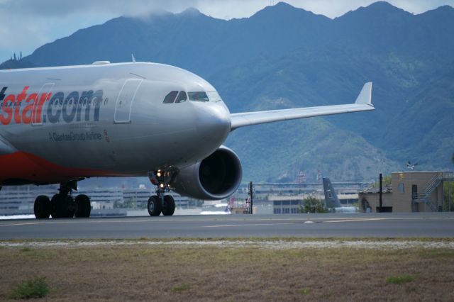 Airbus A330-200 — - Jet Star Airbus A330-200 taxing out to reef runway at Honolulu.