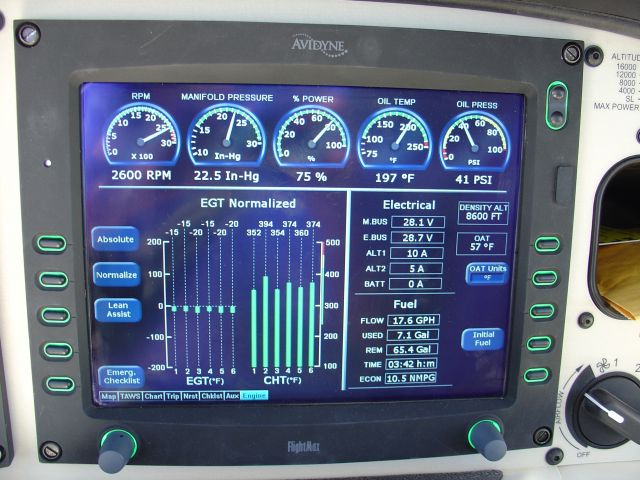 Cirrus SR-22 (N449SR) - Typical engine settings @ 75%25 power @ 8500ft MSL