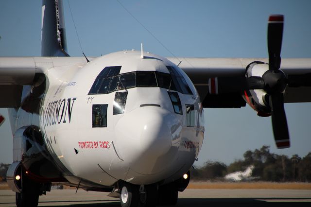 Lockheed C-130 Hercules (N132CG) - BMBR132 arriving.