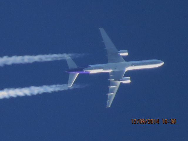 Boeing 757-200 (N786FD) - FedEx flight 378 from MEM to BIL over Baxter Springs Kansas (78KS) at 40,000 feet.