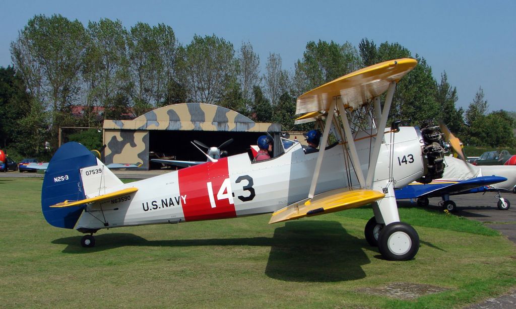 Boeing PT-17 Kaydet (N63590) - Immaculate Boeing Stearman in US Navy scheme at North Weald UK