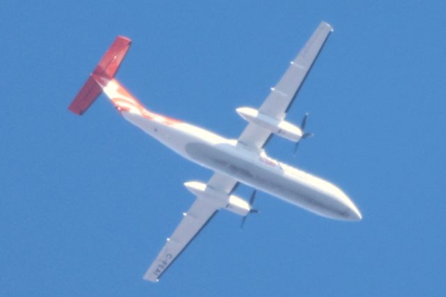 C-FEAI — - C-FEAI De Havilland DHC-8 311A  Air Inuit  AIE855 De Montréal YUL Vers ville de Québec YQB. Altitude 4215 Mètres. Vitesse 475 KM/H. Survolant la ville de Lavaltrie QC. Le 07-04-2025 à 09:37.