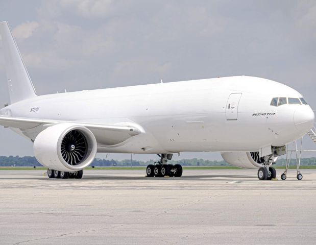 Boeing 777-200 (N772CK) - Kalitta's first 777F arriving at Willow Run after a 14 Hour flight from Dubai. Ex Emirates Cargo bird. 6/18/2019