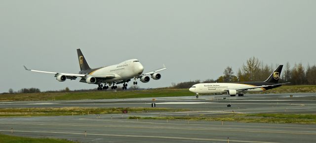 Boeing 747-400 (N572UP) - Shot from the West Access Road at the approach end of RWY 15; Ted Stevens Anchorage International Airport; Anchorage, Alaska, USA