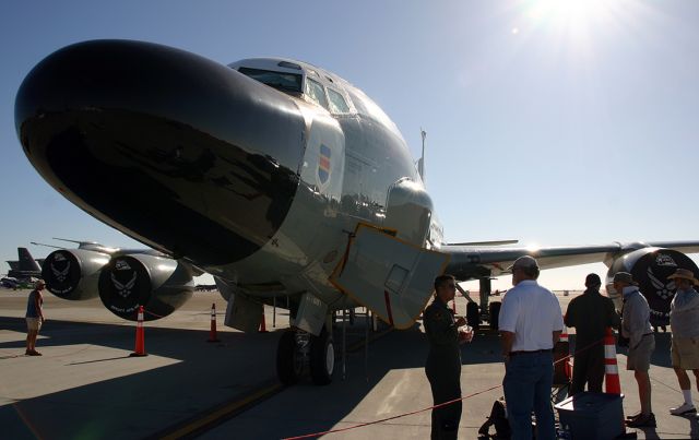 Boeing C-135B Stratolifter (62-4125) - Travis AFB Airshow 2008: I think this is a Rivet Joint KC-135 air frame of Offutt AFB Nebraska. Shows 62-4125 on the tail. Id love to know what this jet monitors and how good it does..probably one of the most secret 4 engine planes in the Military.