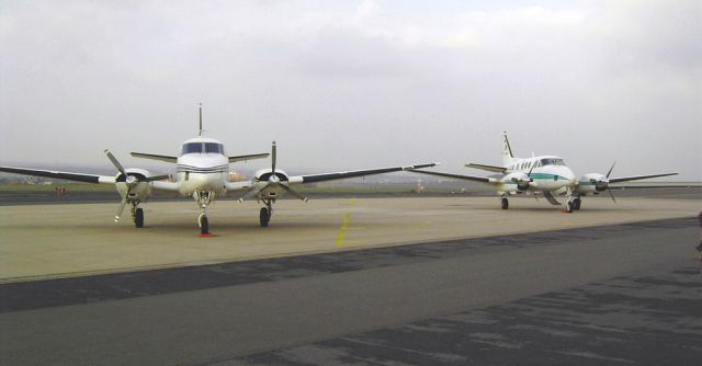 Beechcraft King Air 90 (D-IKES) - What a rare sight this day! Our ikes stands next to another beech king air but that one is equiped with other engines.