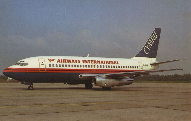 Boeing 737-200 (G-BAZI) - scanned from postcardbr /airways intl