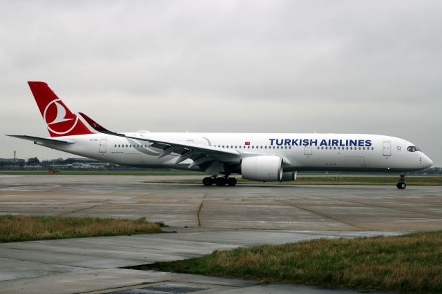 Airbus A350-900 (TC-LGE) - Taxiing to Stand 247 on 4-Mar-22 operating flight THY1979 from LTFM.