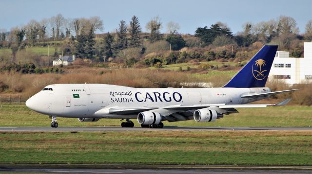 Boeing 747-400 (TC-ACF) - saudia cargo b747-481f tc-acf landing at shannon from frankfurt to pick up race horses for the saudi cup in riyadh 24/2/20.