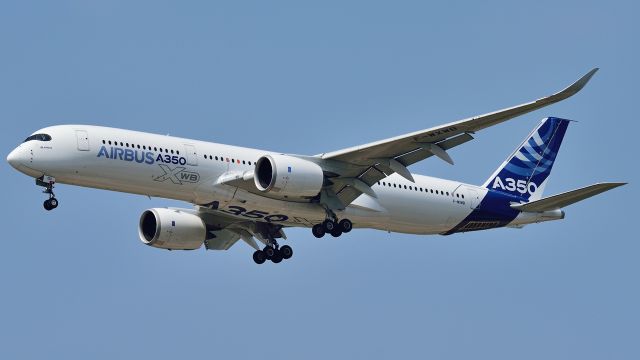 Airbus A350-900 (F-WXWB) - MSN001 moments from touchdown on runway 32R following a flight from Christchurch, New Zealand. It was performing some short runway trials in NZ and is on the way back to Toulouse. 