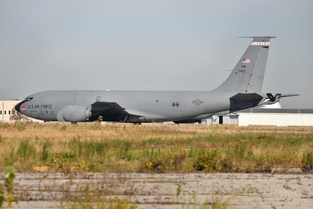 57-1453 — - 63 Years young. Crimson Tide decal on nose. Alabama Air National Guard. 11-08-21. Parked on a remote ramp at IND.