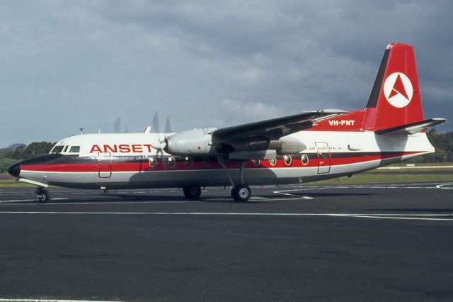 FAIRCHILD HILLER FH-227 (VH-FNT) - Wynyard, Tasmania, November 1974. Again, not Fairchild-Hiller, but Fokker F-27.