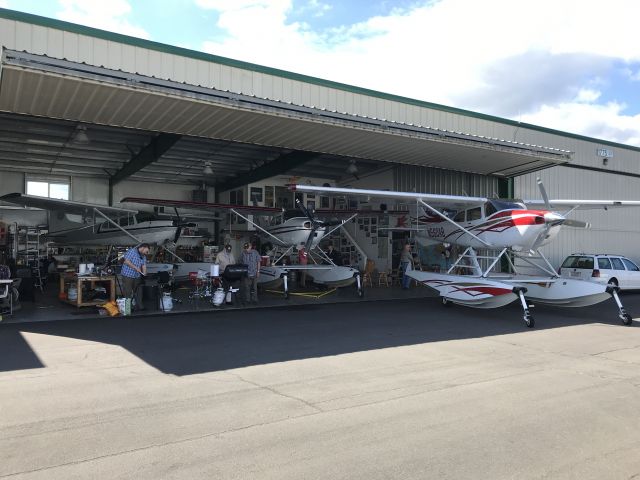 Cessna Skylane (N212CC) - A normal Saturday at the hangar, grilling and swapping floatplane stories with friends