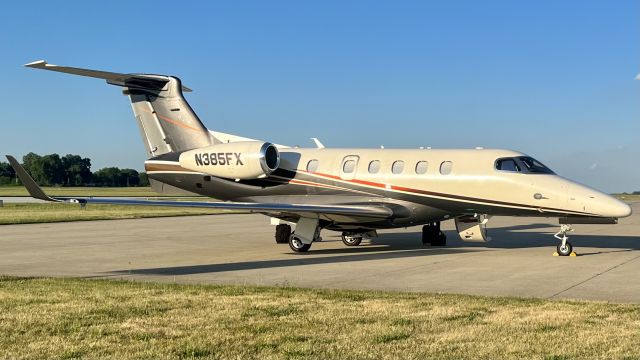 Embraer Phenom 300 (N385FX) - Golden hour photo for N385FX, operating as LXJ385. br /br /This aircraft is a 2021 Embraer Phenom 300, S/N 505-00630, owned/operated by Flexjet. 6/29/22. 