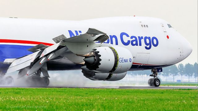 BOEING 747-8 (JA14KZ) - ANA all nippon cargo 30 years of flight landing at EHAM