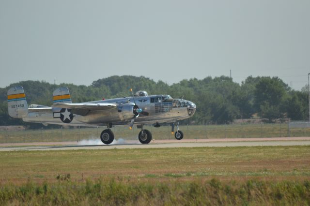 N27493 — - North American B-25J "Miss Mitchell" conducting touch and go at KFSD prior to the Sioux Falls Air Show - 7-17-2012