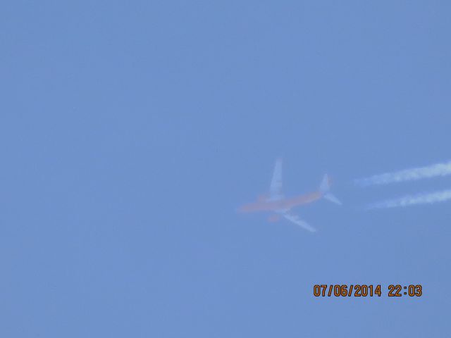 Boeing 737-700 (N406WN) - Southwest Airlines flight 799 from Atlanta to Denver over Baxter Springs KS at 39,992 feet.