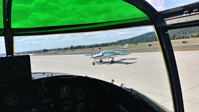 Cessna Executive Skyknight (N3444Q) - Photo of N3444Q taken from inside of a B-25. June 2021 