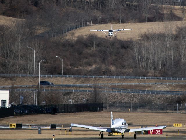 Cessna 152 (N474EP) - Landing runway 26 at Danbury CT. Down a steep hill. Nicely done.