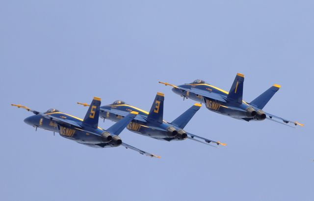 McDonnell Douglas FA-18 Hornet — - A portion of the Blue Angles Delta formation completes a flyby - California Capital Airshow - 03/22/2025