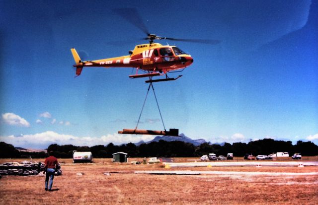 Eurocopter AS-350 AStar (VH-SES) - Helicopter Resources servicing Bass Strait lighthouses, circa 1988