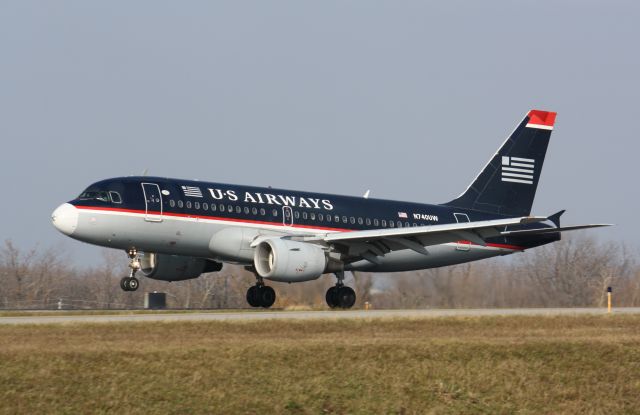 Airbus A319 (N740UW) - Touching down at Buffalo/Niagara Intl Airport(KBUF) Photo was taken a few years ago.